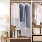 BALEINE 60'' Translucent Garment Bags, 12 Packs PEVA Dress Bag for Closet Clothes Dresses Suit Coats Storage (White, 12PK)