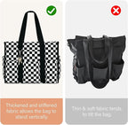 Becokan Large Tote Bag for Women Waterproof with 12 Pockets Top Zipper Closure Utility Teacher Nurse Bags for Work School