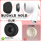 4 Pairs Replacement Ear Tips for AirPods Pro 2nd/1st Generation with Portable Storage Box & Cleaner Pen,Noise Reduction Holewith & Built-in dust Guard Screen,Silicone EarTips(Black)