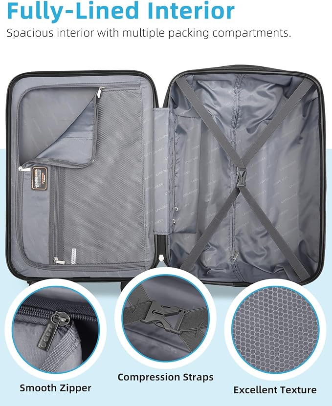 LARVENDER Carry on Luggage 22x14x9 Airline Approved, Expandable 20 Inch Hardside Suitcase with Wheels TSA Lock, PC+ABS Lightweight Carry on Suitcases for Women, Cheetah Print (20/DB/TB)