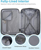 LARVENDER Carry on Luggage 22x14x9 Airline Approved, Expandable 20 Inch Hardside Suitcase with Wheels TSA Lock, PC+ABS Lightweight Carry on Suitcases for Women, Cheetah Print (20/DB/TB)