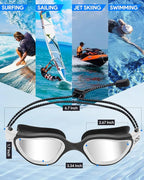 Swim Goggles, Polarized Adult Swimming Goggles Bungee Strap No Hair Pulling Anti-fog Pool Goggles for Men Women