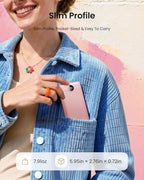 Portable Charger Built-in Cables and Wall Plug, 10000mAh Slim USB C Power Bank, LED Display External Battery Pack Compatible with iPhone/Android & More (Pink)