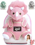 Naturally KIDS Pink Triceratops Toy, Triceratops Stuffed Animal for 2 3 4 5 Year Old Girl, Stuffed Dinosaur for Girls, Pink Toddler Backpack