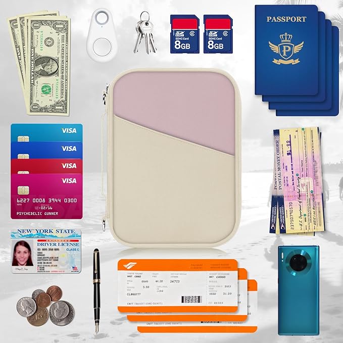 Family Passport Holder for Travel with RFID Blocking, Traveling Essentials Organizer Pouch Bag, Light Passport Wallet for Travel Must Haves Accessories for Women Men