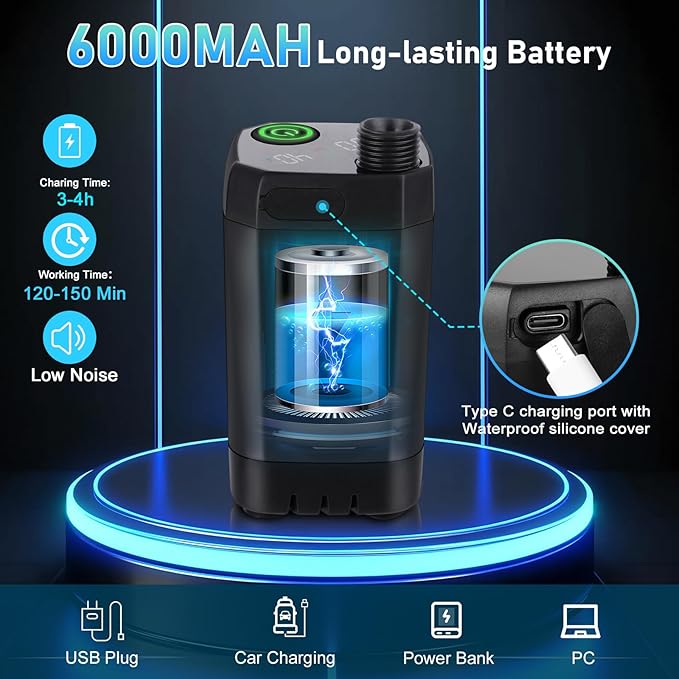 Spopal Portable Shower for Camping, Rechargeable Camping Shower with Collapsible Bucket with Handle 20L Intelligent LED Display, 4 Spray Modes, Outdoor Shower Kit for Hiking, Travel, Car, Pet 【Black】