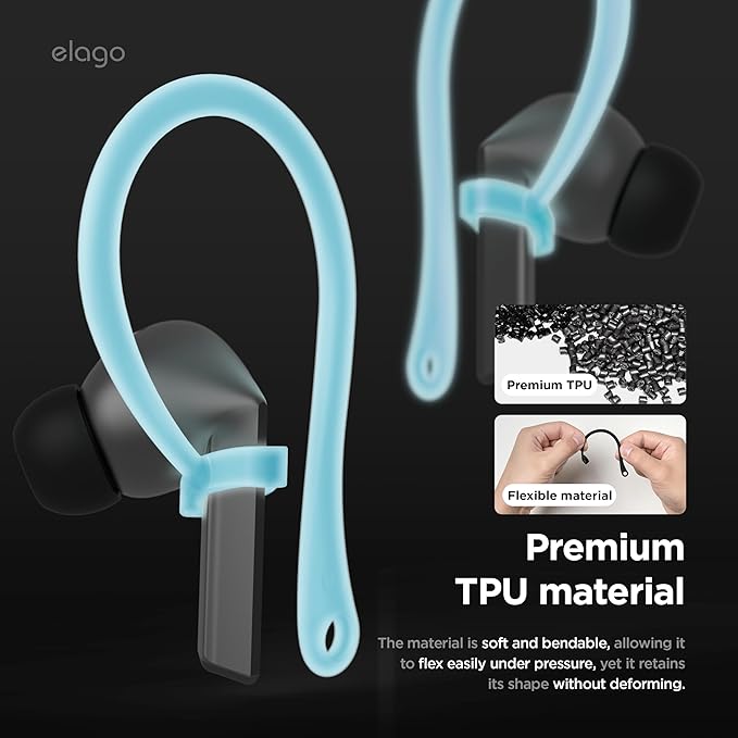 elago Ear Hooks Designed for Samsung Galaxy Buds 3 &Galaxy Buds 3 Pro Earbuds Accessories, Anti-Slip, Ergonomic Design, Comfortable Fit (Nightglow Blue)