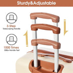 2 Piece Luggage Sets with Travel Bag, Lightweight Expandable Checked Luggage Sets, Hardshell ABS Spinner Wheels Carry on Suitcase with TSA Lock, for Travel, Women Men, 20 IN&24IN, Brown White