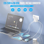 220V to 110V Voltage Converter US to Europe, Travel Adapter Plug Converter for European with 20W PD & 2USB-A & 2USB-C, European Power Converter Combo USA to Spain Italy France, White