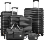 Joyway Luggage Sets 6 Piece with Detachable Spinner Wheels, Lightweight Hard Shell Travel Suitcse Set with TSA Lock (Black, 6 Piece Set)