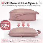 Veken 11 Set Compression Packing Cubes for Travel Essentials,Compressible Expandable Large Luggage Suitcase Organizer Bags for Clothing,Durable Space Saver Storage Bags with Toiletry Bags(Light Coral)