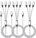 Multi Charging Cable, 5ft 3Pack Multi Charger Cable Nylon Braided Multiple USB Universal 3 in 1 Charging Cord Adapter with Type-C, Micro USB Port Connectors for Cell Phones and More