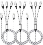 Multi Charging Cable, 5ft 3Pack Multi Charger Cable Nylon Braided Multiple USB Universal 3 in 1 Charging Cord Adapter with Type-C, Micro USB Port Connectors for Cell Phones and More