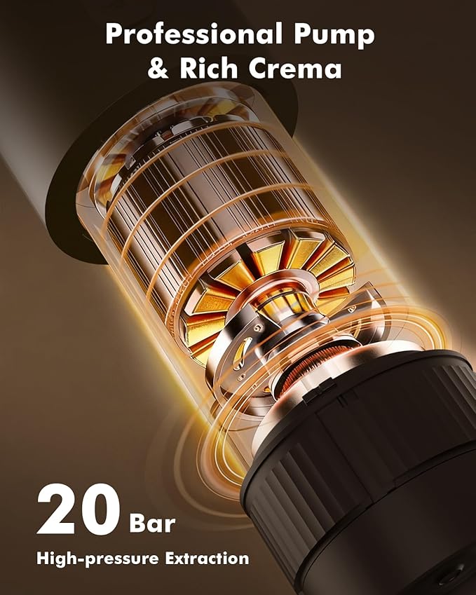 Portable Electric Espresso Machine & Manual Coffee Grinder & Electric Milk Frother All in 1 Mini Travel Coffee Maker Set for Camping, Car, RV, Hiking, Office, Home, Ground Coffee & NS Capsules Pod