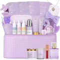 33 pcs Mother's Day Gift for Mom, Lavender Bath & Body Basket Gift Set for Women, Home Spa Kit, Face Sheet Mask Skin Care Gift Set, Cosmetic Bag, Necklace, Birthday, Christmas, Anniversary, Wife