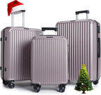 LIGHT FLIGHT Luggage Sets, Durable Hard Shell 3 Piece Set Suitcase with Spinner Wheels, Hardside Lightweight Luggage set with TSA Lock, Large Travel Luggage Set (20" 24" 28"), Rose Purple
