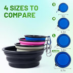 Dog Bowl Pet Collapsible Bowls, 2 Pack Collapsible Dog Water Bowls for Cats Dogs, Portable Pet Feeding Watering Dish for Walking Parking Traveling with 2 Carabiners (Black+Black, Medium)