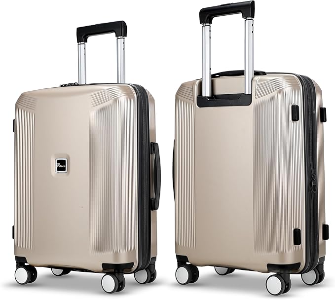 20 Inch Lightweight Expandable Carry On Luggage, PC Hardside Suitcase with Spinner Wheels & TSA Lock, Carry-on 20-Inch, Champagne