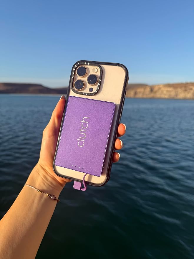 Clutch - Pro USB-C Portable Charger - Compatible with iPhone 15, 16, 17 & Android Devices - Power Bank Magnetic Battery - TSA Travel Approved - USB Rechargeable - Built-in Cable - 5000 mAh - 3.7oz