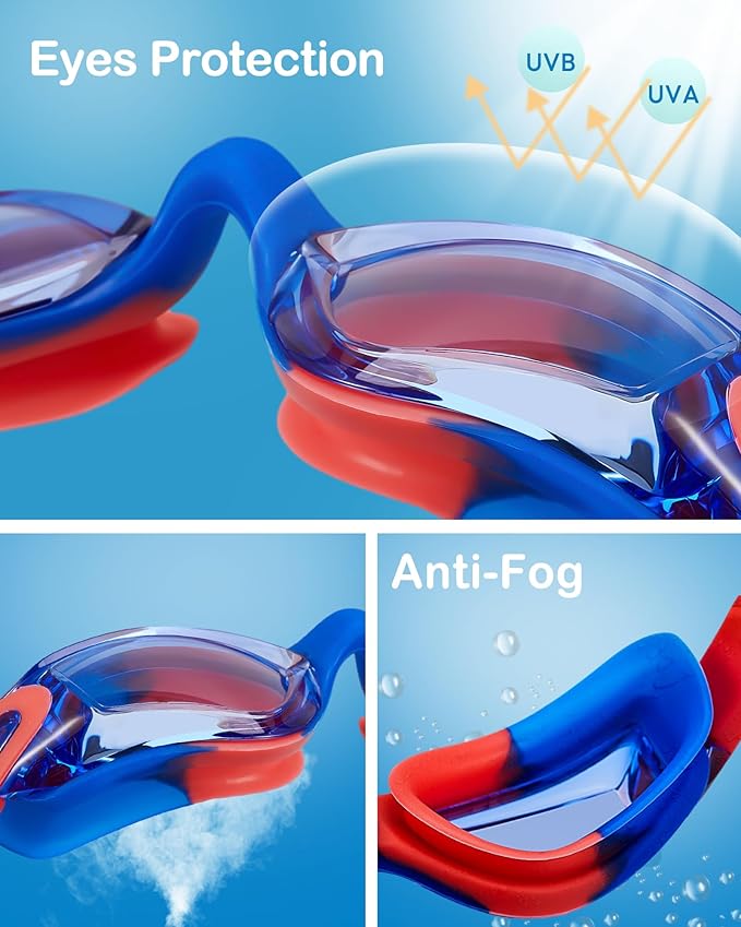 Aegend Swim Goggles for Kids Youth 3-14 Anti-Fog Anti-UV Comfort Fit Goggles for Swimming