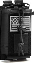 Tactical Molle Radio Holster Holder Case Military Heavy Duty Pouch Bag for Two Ways Walkie Talkies Adjustable Storage with 1 Pack Patch