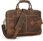 Augus Vintage Leather Briefcase for Men 15.6 Inch Laptop Computer Bag Retro Messenger Crossbody Shoulder Bag | Vintage Leather