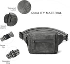 LATMAP 3L TRIPLE ZIP Fanny Packs Belt Bag For Women Men Crossbody Waist Pack Sling Chest Bum Travel Bag Purse Faux Leather Fashion Cute Dark Grey
