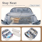 BOYATU Travel Makeup Bag Organizer Cosmetic Bag: 3 Pcs Set Make up Bags for Women with Handle - Waterproof Vegan Leather Toiletry Bags Travel Essentials Pouch with Compartments (H-03-White)