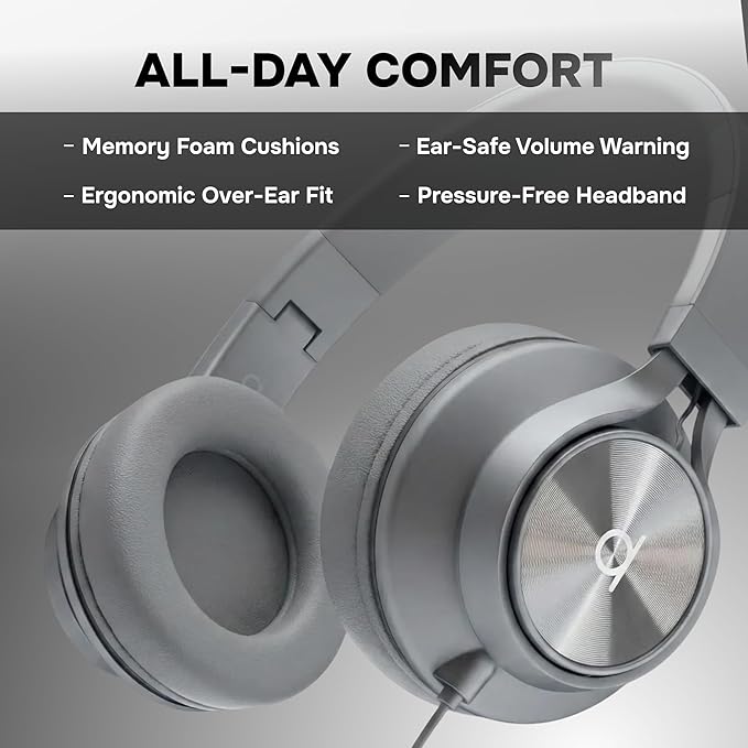 ARTIX CL750 Wired Headphones with Mic — Noise Isolating On-Ear Headphones for Computer and Laptop Wired, Plug in Corded Headphone with Wire (Foldable, Aux Jack 3.5mm)