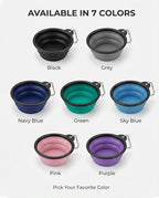 Collapsible Dog Bowls for Travel, 2-Pack Dog Portable Water Bowl for Dogs Cats Pet Foldable Feeding Watering Dish for Traveling Camping with Carabiners, BPA Free (Grey&Pink, Medium (Pack of 2))