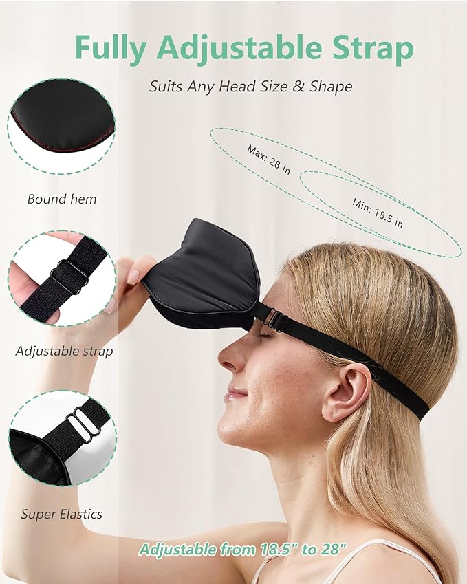 BeeVines 100% Real Mulberry Silk 2 Pack Sleep Mask, Pure Silk Eye Masks with Adjustable Strap for Sleeping, 100% Block Light Eye Shade Cover, Reduces Puffy Eyes Traveling Gifts(Black & Peacock Blue)