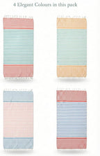 Cotton Turkish Beach Towel with Towels Oversized 36"x72" Pool Absorbent Extra Large Quick Dry Sand Travel Towel (Dobby Set, 4 Pack)
