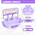 EASYFUN Bento Box Adult, Lunch Box, 4-Compartment Lunch Containers, Drop-Proof, Dishwasher Safe & Made with BPA-Free Materials (Purple)