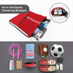 Drawstring Backpack Large Sports Draw String Bag for Women and Men (Red)