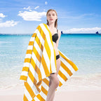 4 Packs Extra Large Bath Towels Striped Beach Towel Set Bathroom Sheets Bulk Oversized XL Big Fluffy Absorbent Microfiber Soft Blanket Turkish Hotel Shower Pool Hot Tub Toallas Baño Grandes Yellow