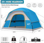 CAMPROS CP Camping Tent 2/4/6 Person, Waterproof Windproof Double Layer Dome Tent, Easy Setup with Large Mesh Windows & Wide Door for Outdoor Camping Backyard