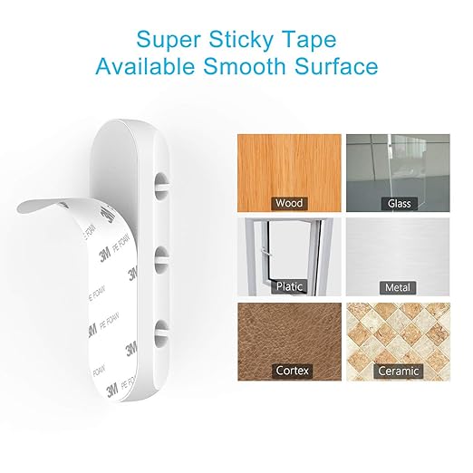 INCHOR White Cable Clips, Cord Organizer Cable Management, Cable Organizers USB Cable Holder Wire Organizer Cord Clips, 2 Packs Cable Straps for Desk Car Home and Office (5, 3 Slots)