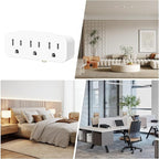 3 Prong Outlet Extender, HITRENDS 3 Way Plug Adapter, Power Splitter 3 Prong with Grounded Plug, 3 Outlet Adapter Use for Home/Office/Dorm, White, 2 Pack