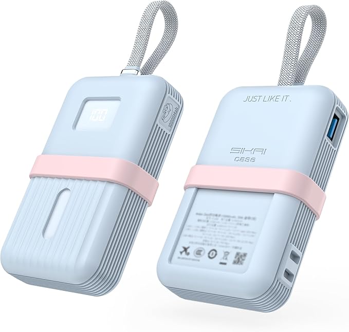 Silicone Case for Anker Zolo Power Bank (10,000mAh 30W) A1680/A1688 Protective Cover with Lanyard Slot, Drop-Proof Dust-Proof Precise Cutouts for Daily Use & Travel (Blue)