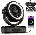Rechargeable Camping Fan with Oscillating,【Max 60Hrs】Portable Battery Powered Operated Fan,20000mAh Outdoor Turbo Tent Fan & Light,Timer,Hook for Travel,Fishing,Jobsite,Beach,Indoor,Camping Essential