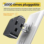 ETwinCoo Black 2-Prong to 3-Prong Adapter, Swivel Polarized Grounding Converter with Flat Wall Plug, Fireproof 3-Outlet for Household Use (2 Pack)