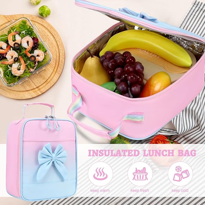DIGOBAY Backpack for Girls, 3PCS Girls Backpack for School with Lunch Bag Pencil Case, Cute Kids Teens Bookbag for Kindergarten Elementary Preschool Middle School