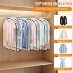 Dntorx 4 Pack Full Clear Garment Bags with Side Zipper, 50" Clothes Covers with 10" Gusset, Transparent Hanging Suit & Coat Covers for Closet Storage, Jackets, Dresses, Windbreakers