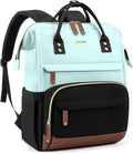Laptop Backpack for Womem Work Bags: 15.6 Inch Travel BackPacks With USB Charging Port Durable Back Pack Anti Theft Fashion College BookBag Purse Bussiness Daypack for Nurse Teacher Light Blue Black