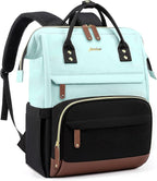 Laptop Backpack for Womem Work Bags: 15.6 Inch Travel BackPacks With USB Charging Port Durable Back Pack Anti Theft Fashion College BookBag Purse Bussiness Daypack for Nurse Teacher Light Blue Black