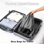 20 Pack Shoe Bags for Travel, 17" x 12.6" Drawstring Shoe Organizers with Clear Window, Breathable Non-Woven Dustproof Pouches for Luggage & Closet (Gray)
