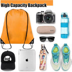 Grneric 60 Pieces Drawstring Backpack Bulk Cinch Sackpack Ployster Drawstring Bags for Gym Party Trip(Orange)