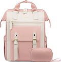 LOVEVOOK Laptop Backpack for Women Work Travel Computer Backpacks Purse, Nurse Bag Teacher Business Laptop Bag, Fashion College Backpack Casual Daypack, 15.6 Inch, Pink-Beige-Beige