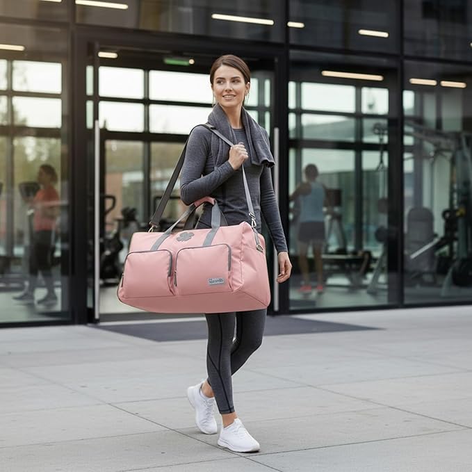 Lucky Travel Duffel Bags 115L, Gym Bag, Travel Bag & Large Duffle Bag for Men, Foldable Overnight Weekender Bags for Women & Men with Adjustable Shoulder Strap, Bridal Rose