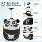 Goplus 2PC Kids Carry On Luggage Set, 16" Rolling Suitcase & 12" Backpack, Airline Approved Travel Trolley Luggage with Wheels for Toddlers Children Girls Boys (Panda)